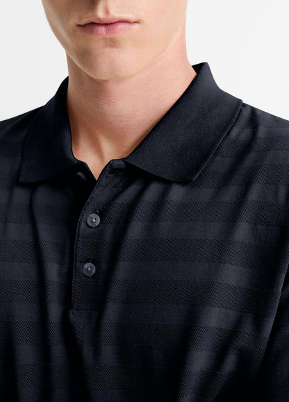VINCE Men Jacquard-Stripe Cotton Long-Sleeve Polo Shirt in Long Sleeve