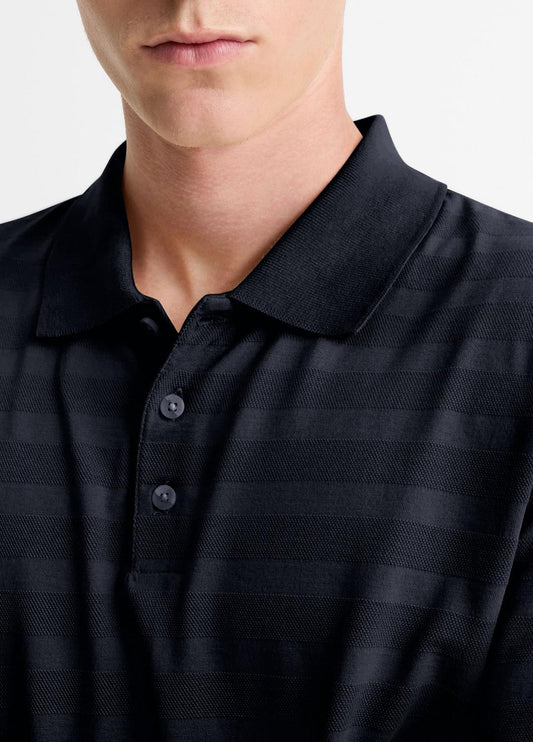 VINCE Men Jacquard-Stripe Cotton Long-Sleeve Polo Shirt in Long Sleeve