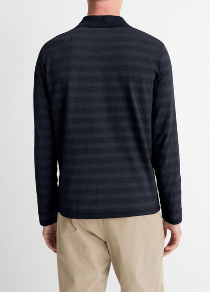 VINCE Men Jacquard-Stripe Cotton Long-Sleeve Polo Shirt in Long Sleeve