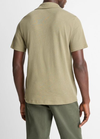 VINCE Men Cotton Johnny-Collar Polo Shirt in Henleys & Polos