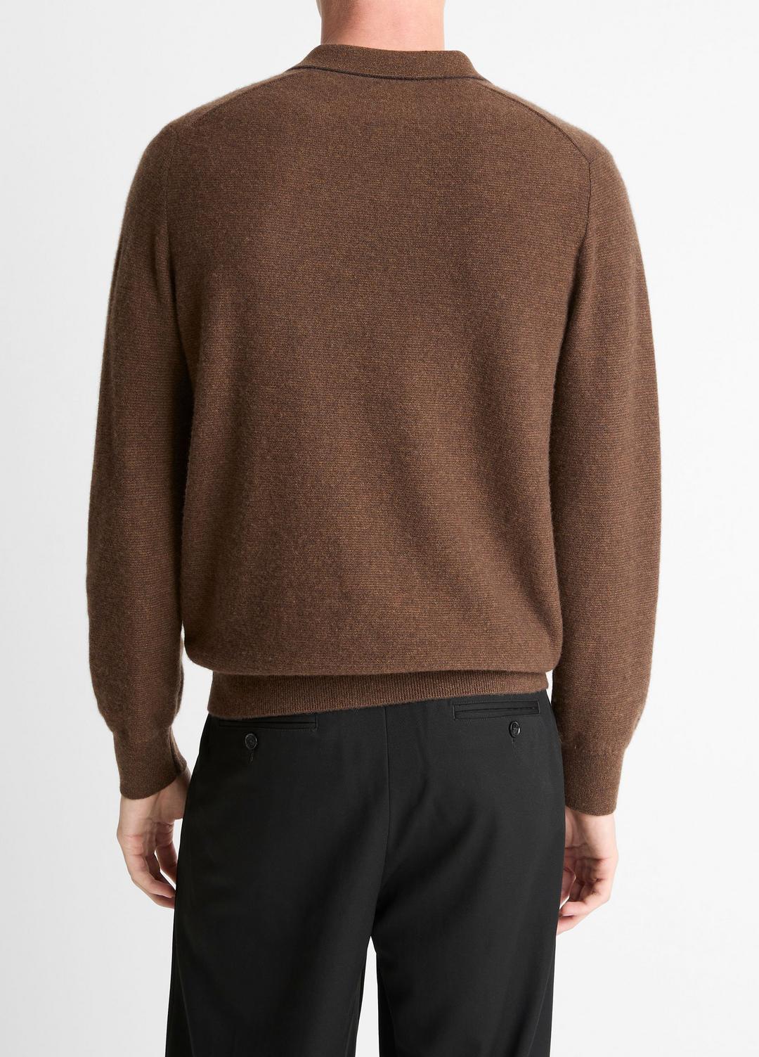 VINCE Men Feed Stripe Plush Cashmere Johnny-Collar Sweater in Cashmere