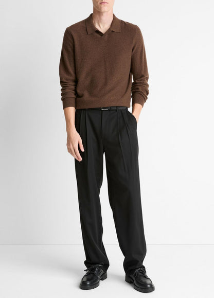 VINCE Men Feed Stripe Plush Cashmere Johnny-Collar Sweater in Cashmere