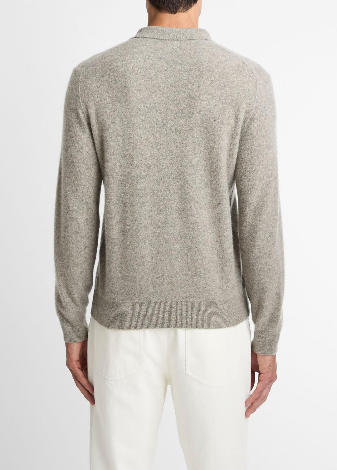 VINCE Men Plush Cashmere Johnny-Collar Polo in Cashmere