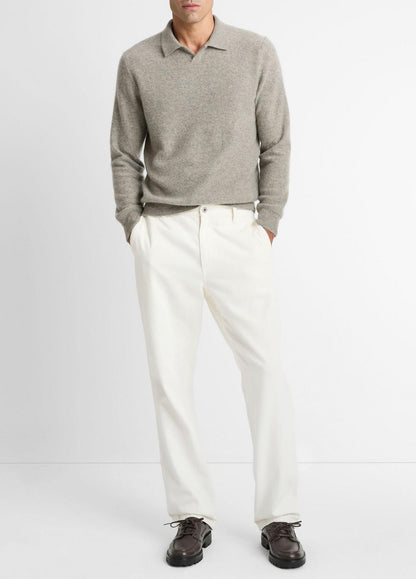 VINCE Men Plush Cashmere Johnny-Collar Polo in Cashmere