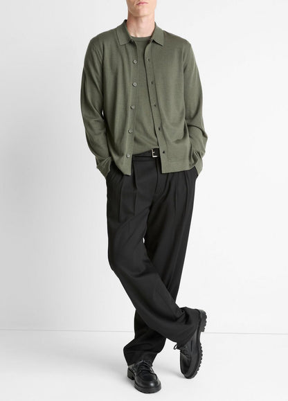 VINCE Men Featherweight Merino Wool-Cashmere Sweater Shirt in Long Sleeve