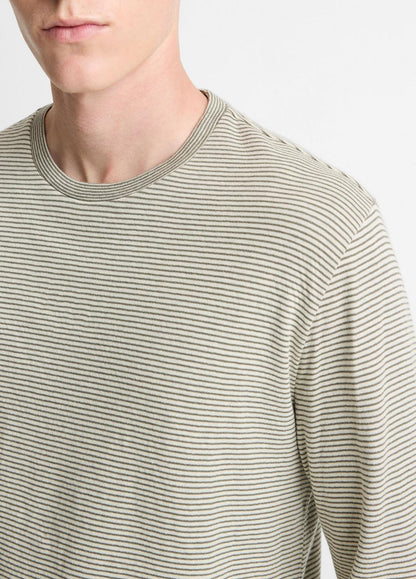 VINCE Men Striped Double-Knit Pima Cotton Long-Sleeve T-Shirt in Long Sleeve