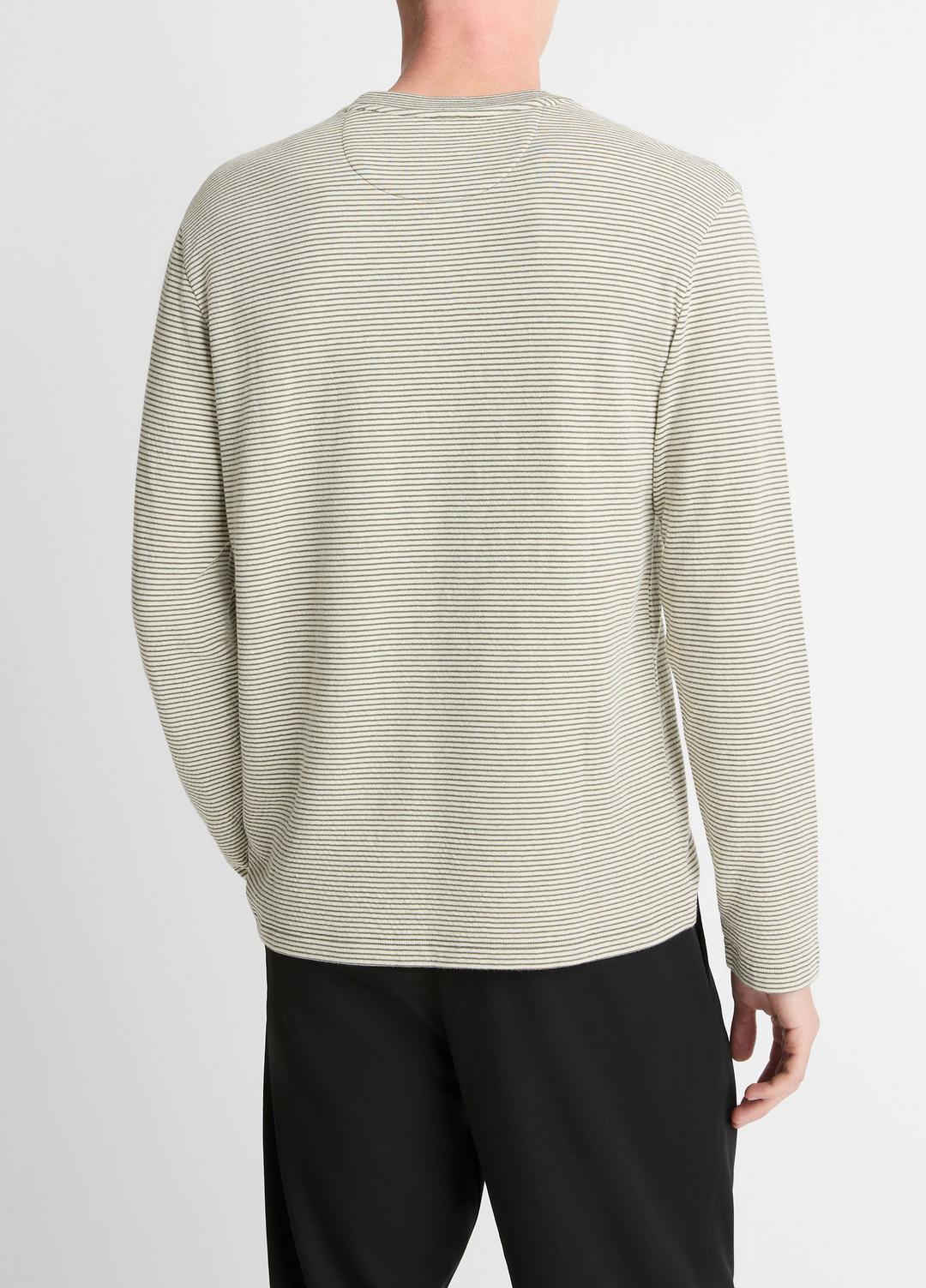 VINCE Men Striped Double-Knit Pima Cotton Long-Sleeve T-Shirt in Long Sleeve