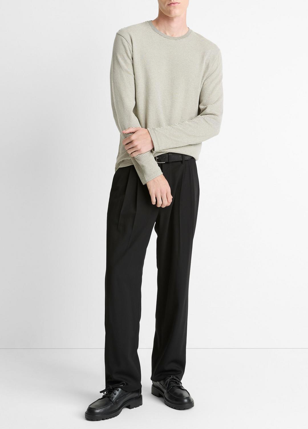 VINCE Men Striped Double-Knit Pima Cotton Long-Sleeve T-Shirt in Long Sleeve
