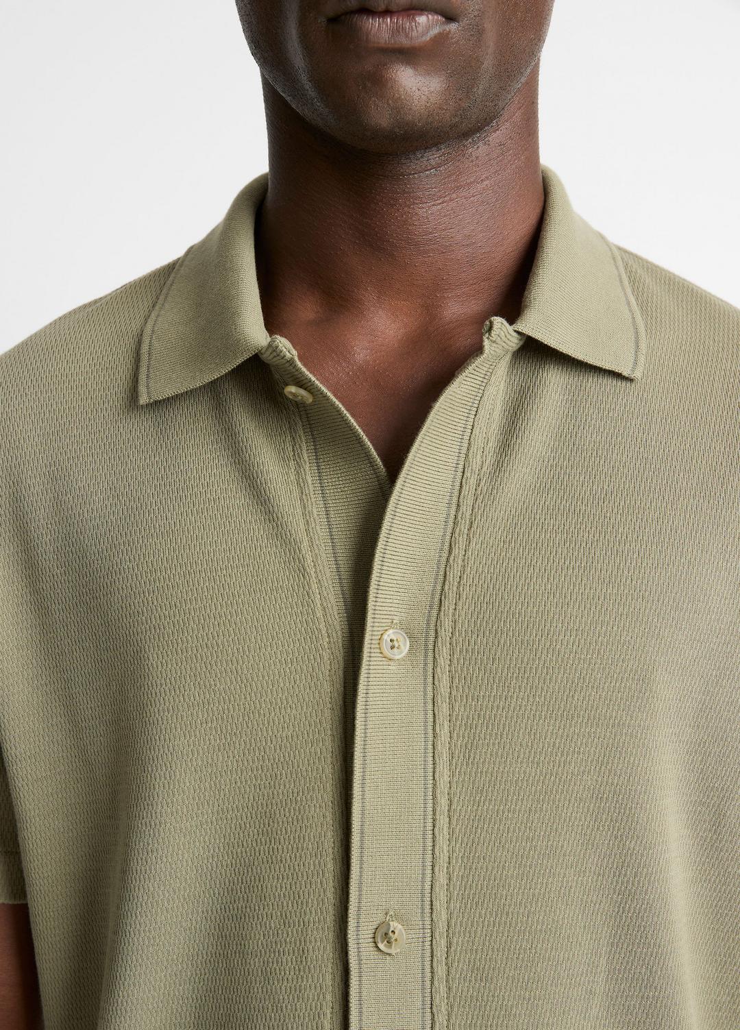 VINCE Men Jacquard-Knit Cotton Short-Sleeve Button-Front Shirt in Short Sleeve