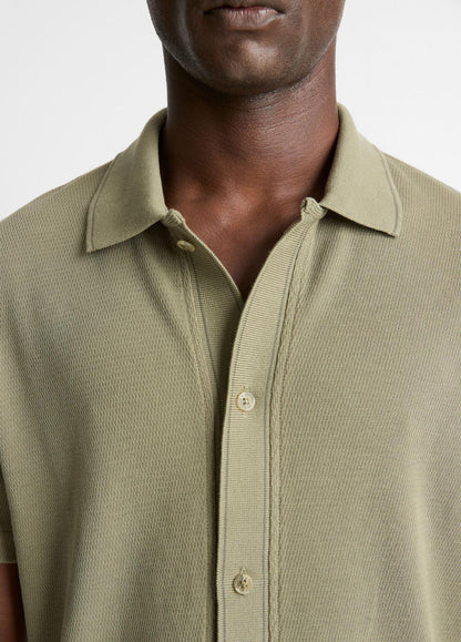 VINCE Men Jacquard-Knit Cotton Short-Sleeve Button-Front Shirt in Short Sleeve