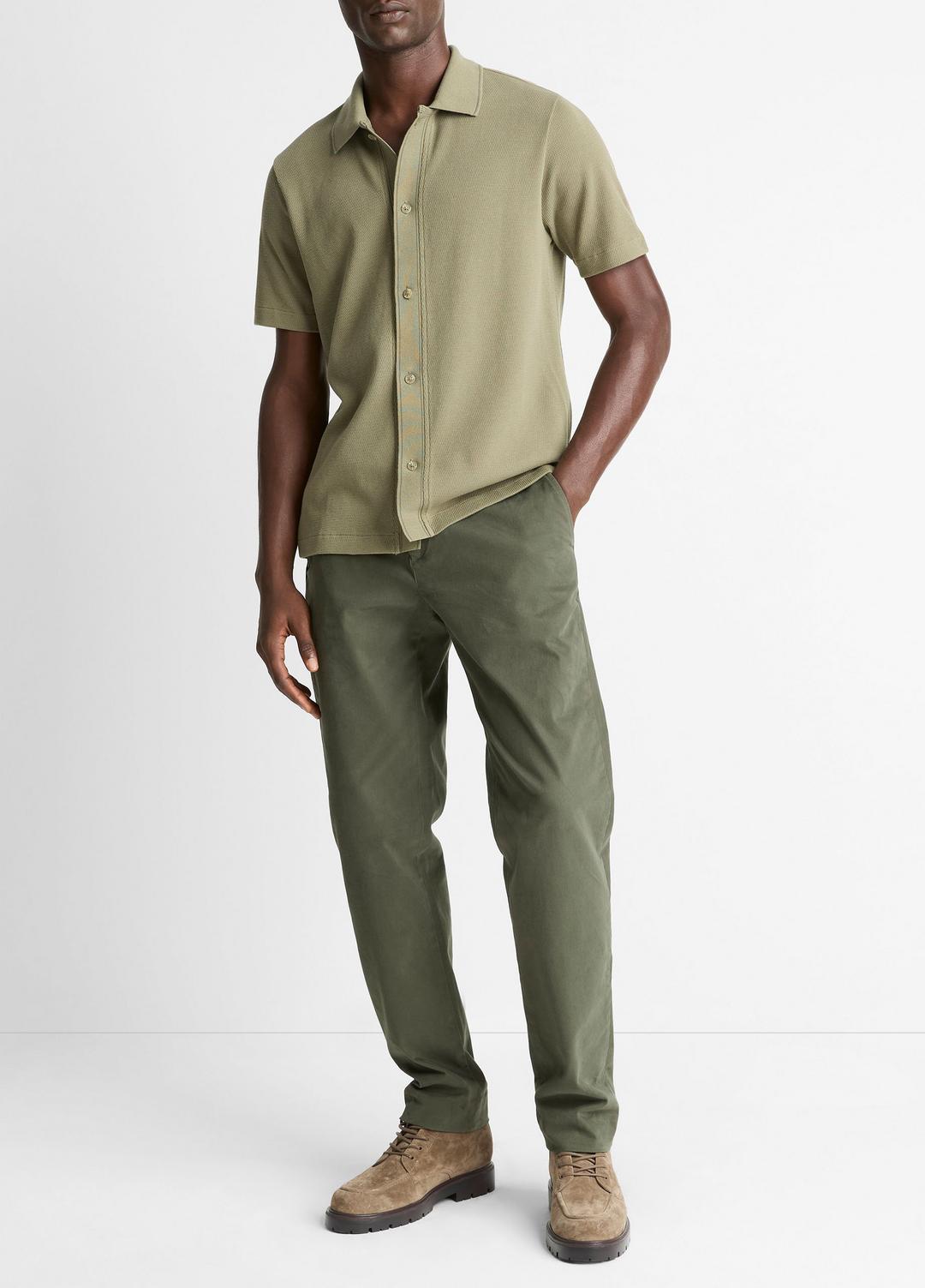 VINCE Men Jacquard-Knit Cotton Short-Sleeve Button-Front Shirt in Short Sleeve