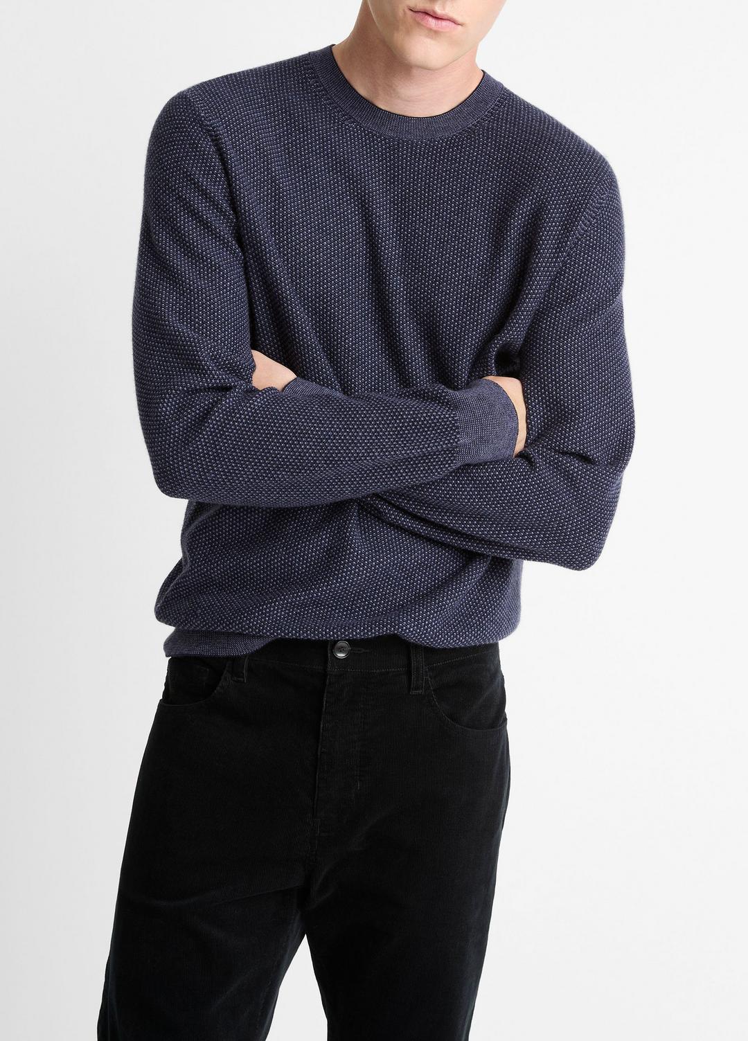 VINCE Men Geo-Jacquard Wool-Blend Crew Neck Sweater in Crew Neck