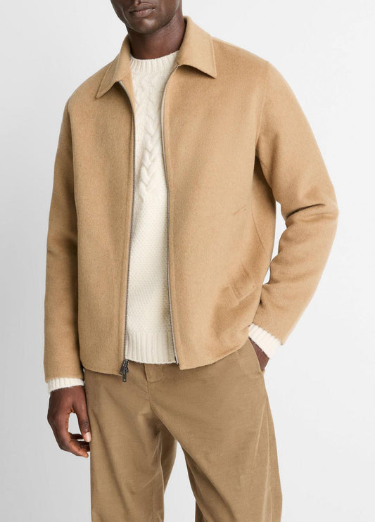 VINCE Men Splittable Wool-Blend Zip-Front Jacket in Jackets