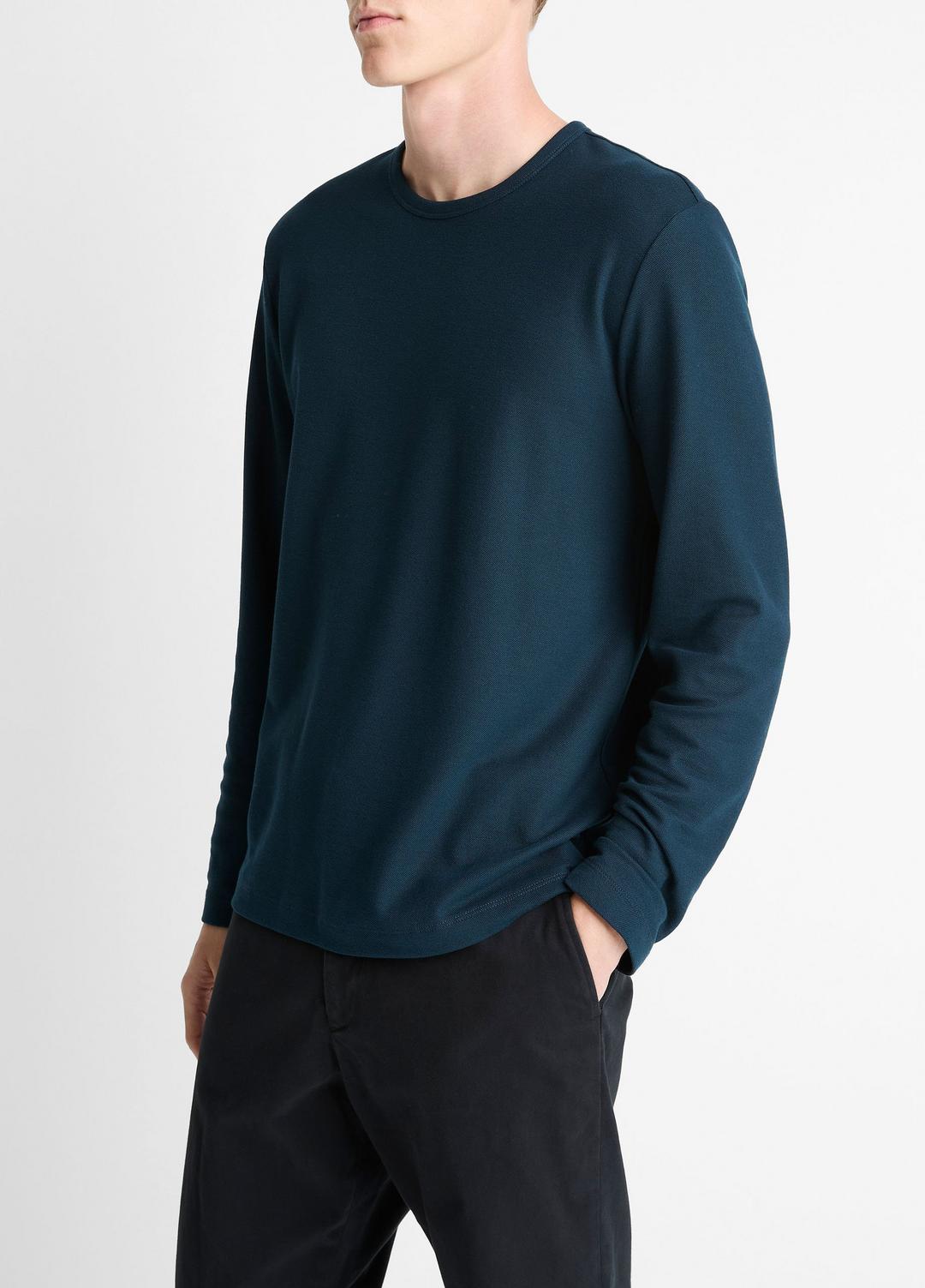 VINCE Men Pima Cotton Piqué Long-Sleeve T-Shirt in Long Sleeve