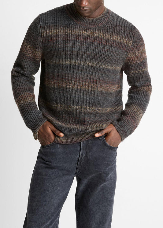 VINCE Men Space-Dye Shaker Wool-Blend Sweater in Crew Neck