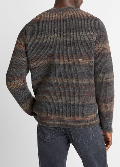 VINCE Men Space-Dye Shaker Wool-Blend Sweater in Crew Neck