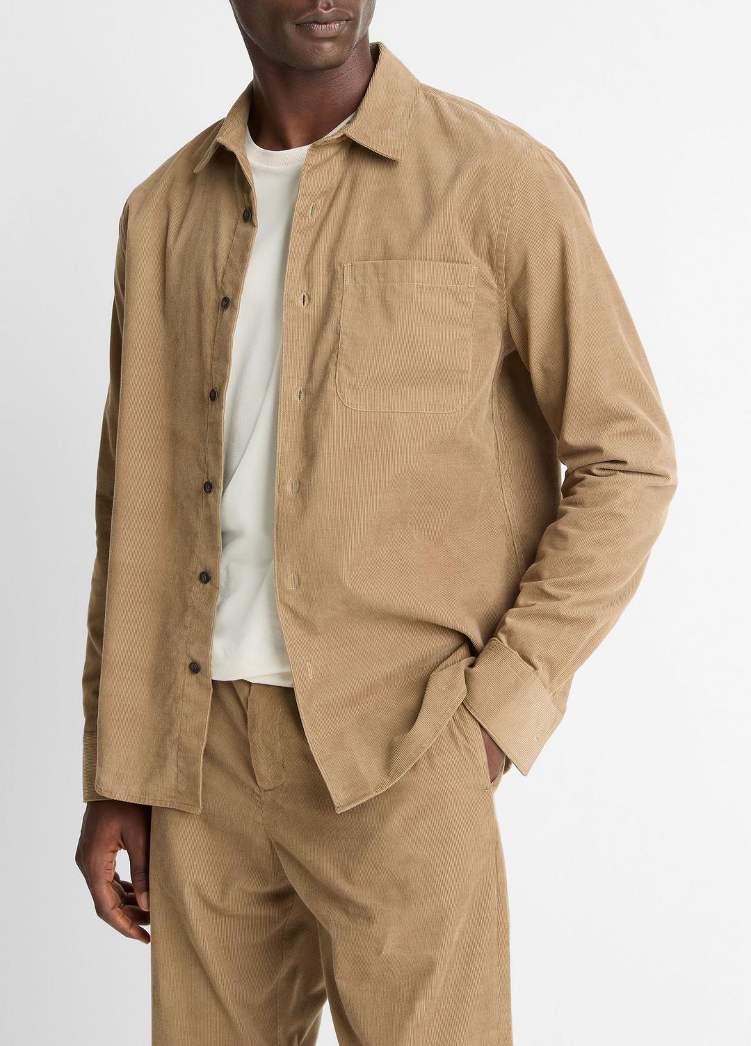 VINCE Men Italian Cotton Corduroy Button-Front Shirt in Long Sleeve