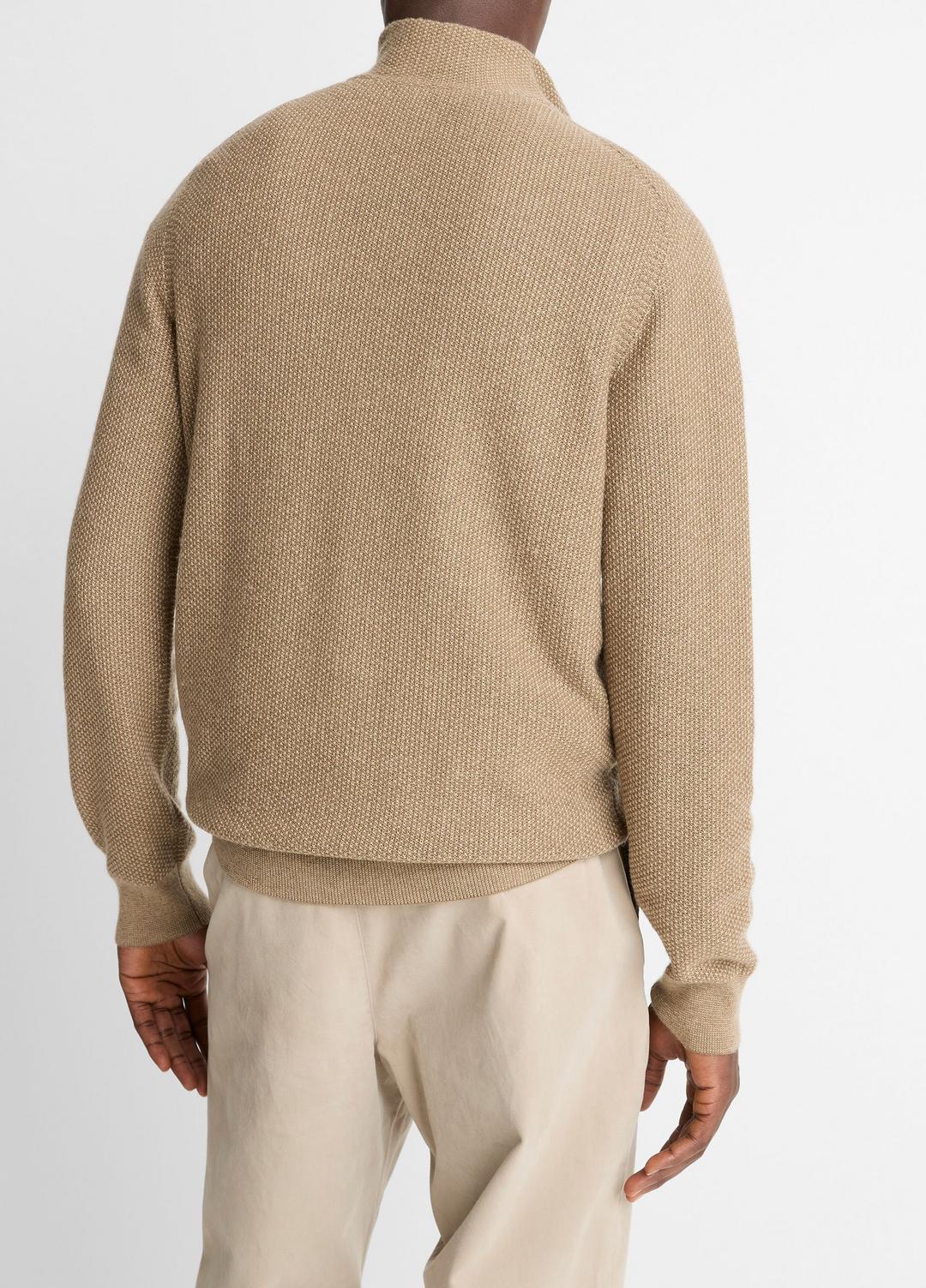 VINCE Men Geo-Jacquard Wool-Blend Quarter-Zip Sweater in Crew Neck