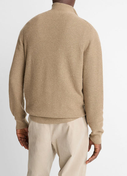 VINCE Men Geo-Jacquard Wool-Blend Quarter-Zip Sweater in Crew Neck