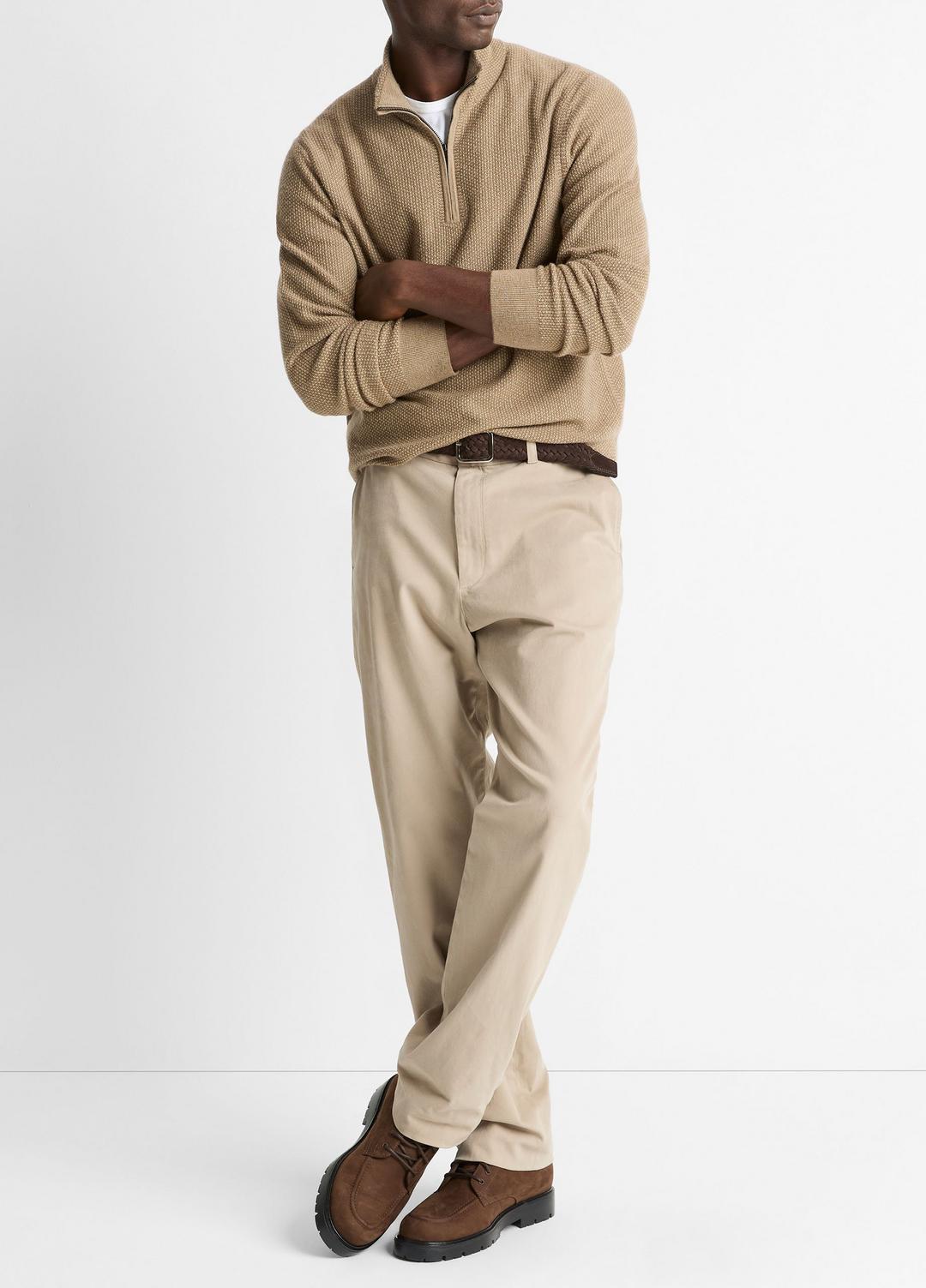 VINCE Men Geo-Jacquard Wool-Blend Quarter-Zip Sweater in Crew Neck