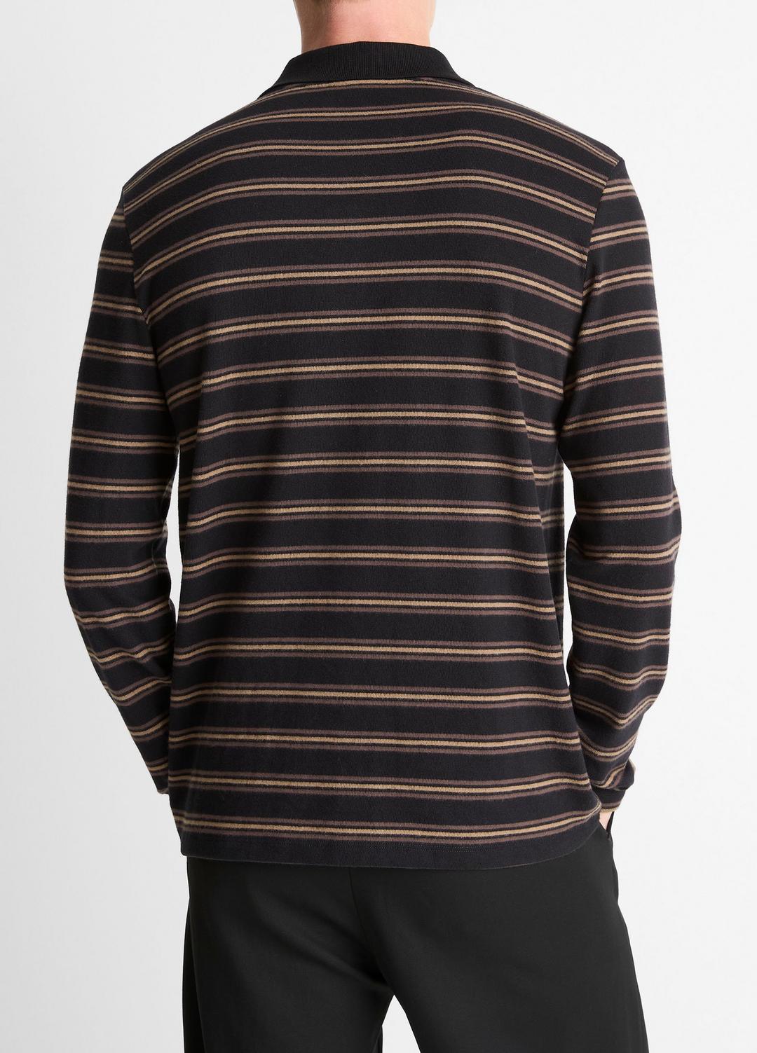 VINCE Men Striped Cotton-Blend Long-Sleeve Polo Shirt in Henleys & Polos