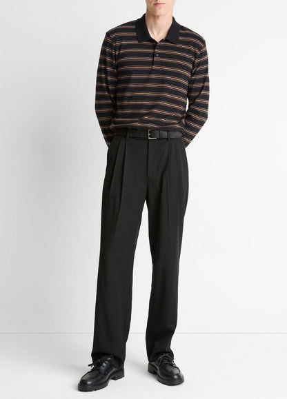 VINCE Men Striped Cotton-Blend Long-Sleeve Polo Shirt in Henleys & Polos
