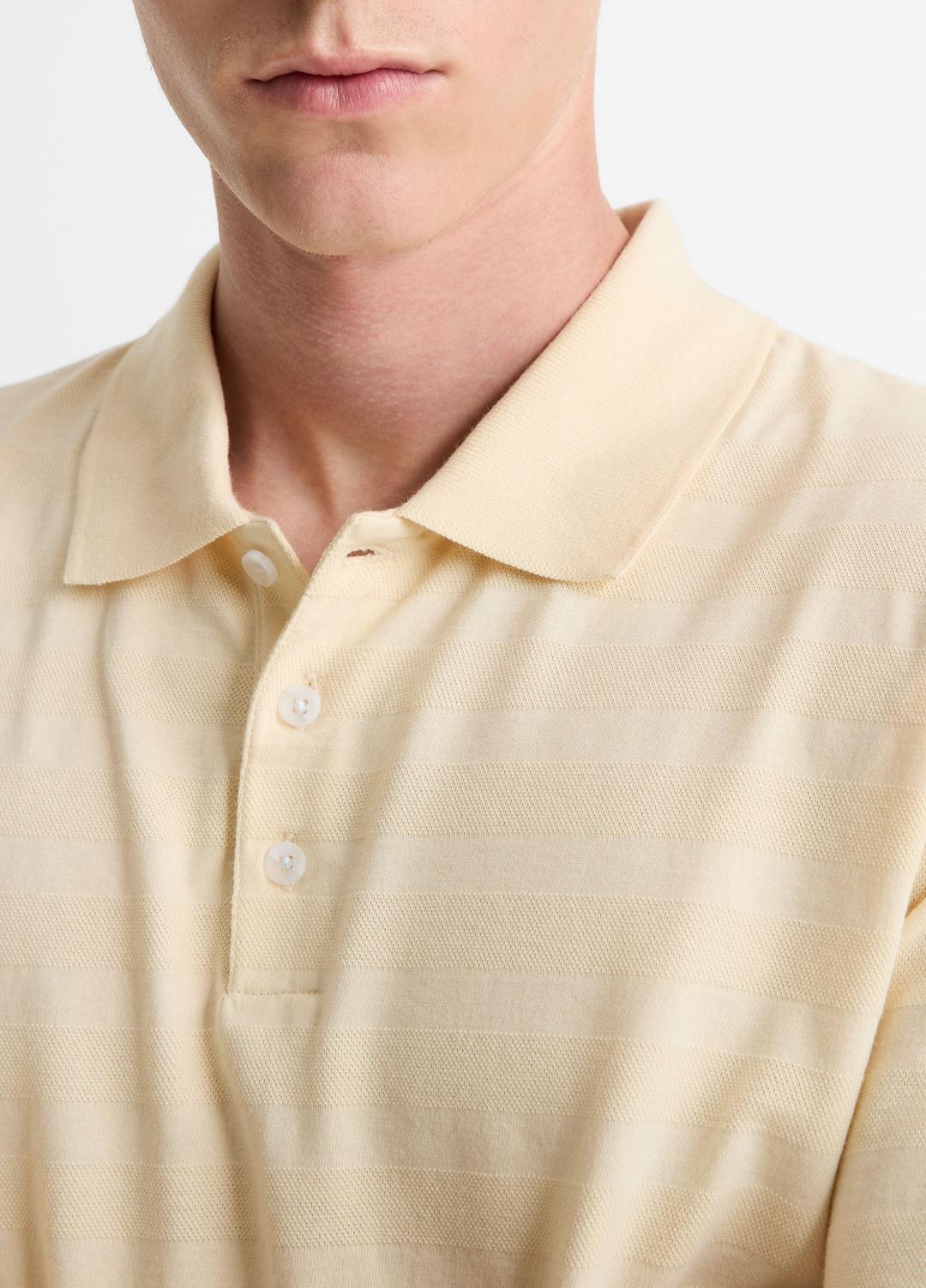 VINCE Men Jacquard-Stripe Cotton Long-Sleeve Polo Shirt in Long Sleeve
