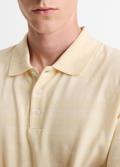 VINCE Men Jacquard-Stripe Cotton Long-Sleeve Polo Shirt in Long Sleeve