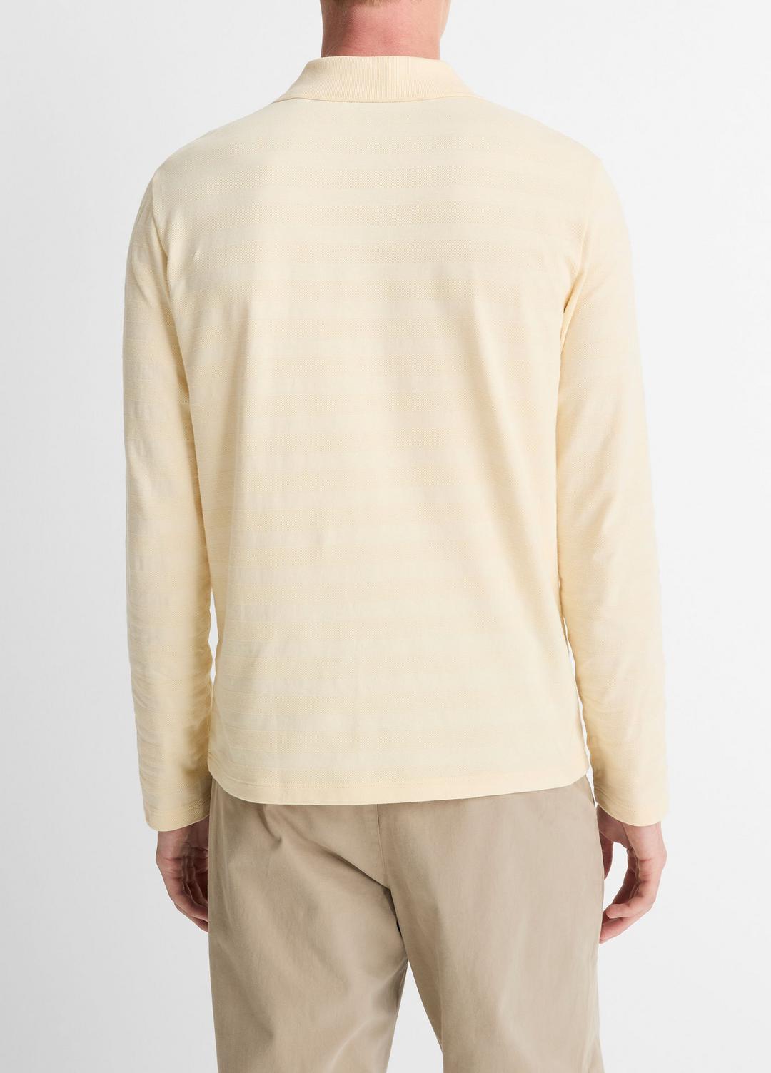 VINCE Men Jacquard-Stripe Cotton Long-Sleeve Polo Shirt in Long Sleeve