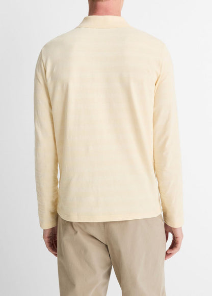 VINCE Men Jacquard-Stripe Cotton Long-Sleeve Polo Shirt in Long Sleeve