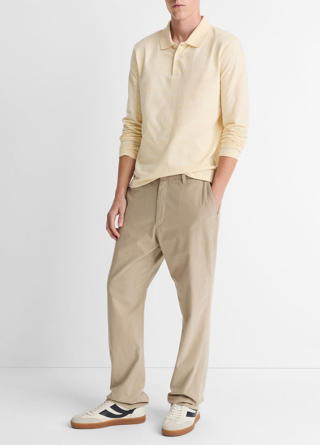 VINCE Men Jacquard-Stripe Cotton Long-Sleeve Polo Shirt in Long Sleeve