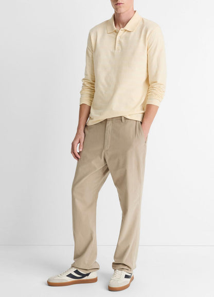 VINCE Men Jacquard-Stripe Cotton Long-Sleeve Polo Shirt in Long Sleeve