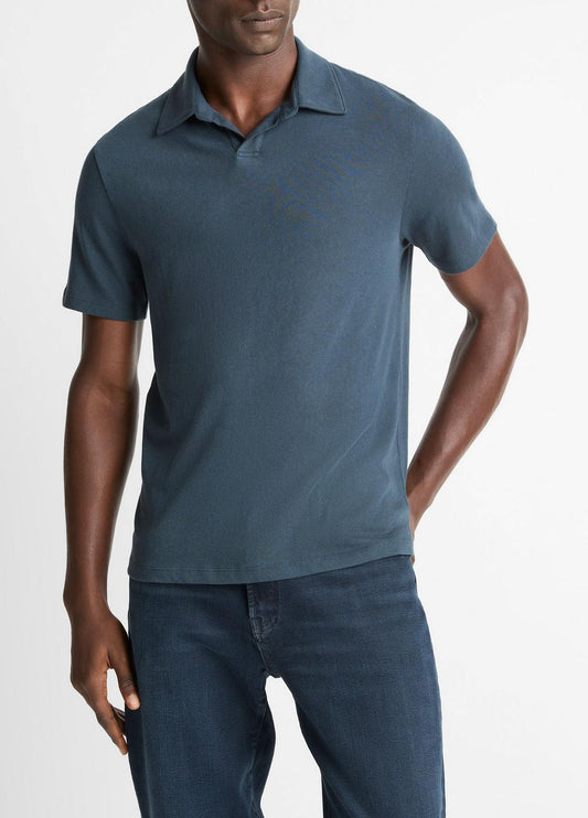 VINCE Men Cotton Johnny-Collar Polo Shirt in Henleys & Polos