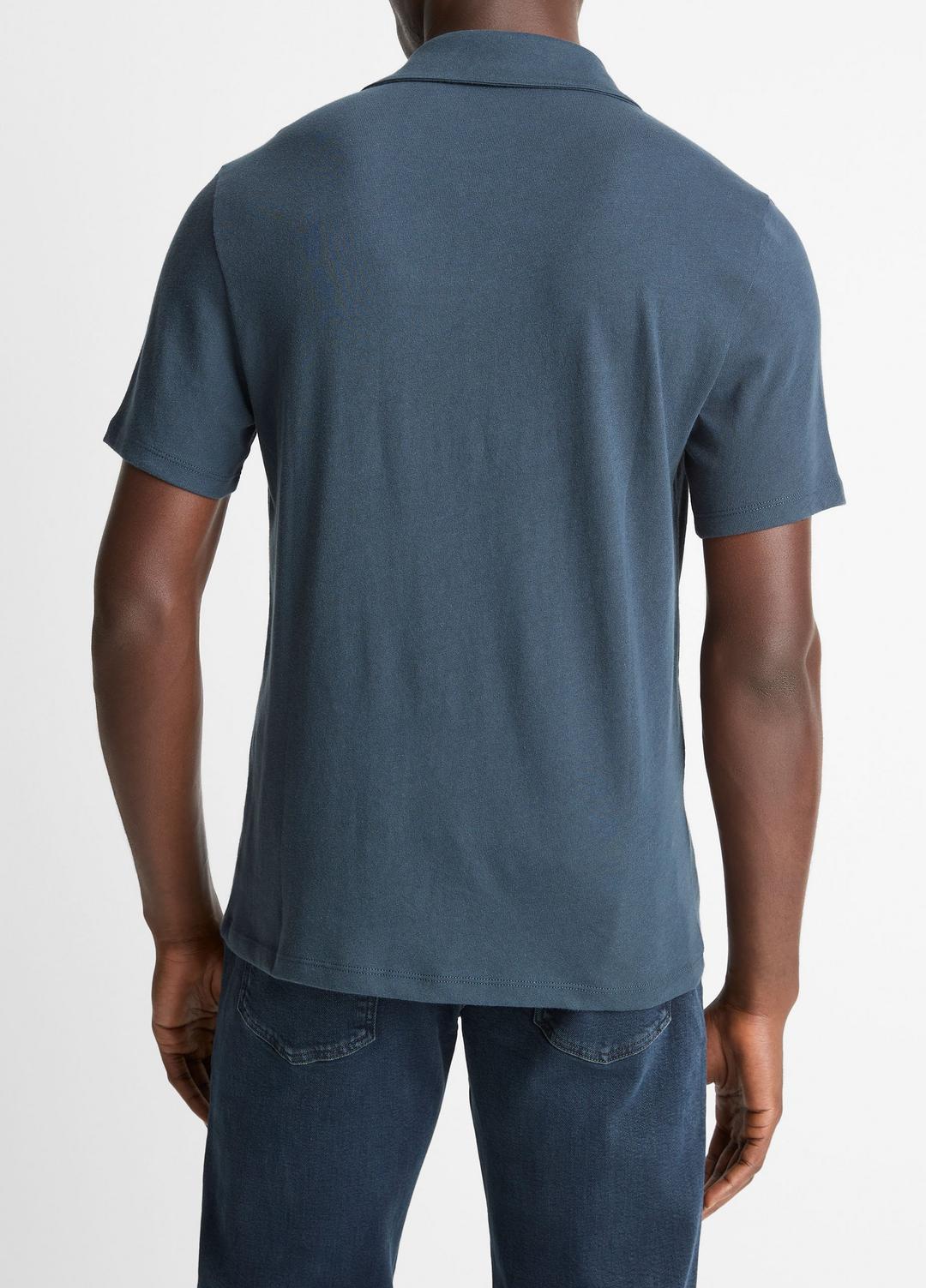 VINCE Men Cotton Johnny-Collar Polo Shirt in Henleys & Polos