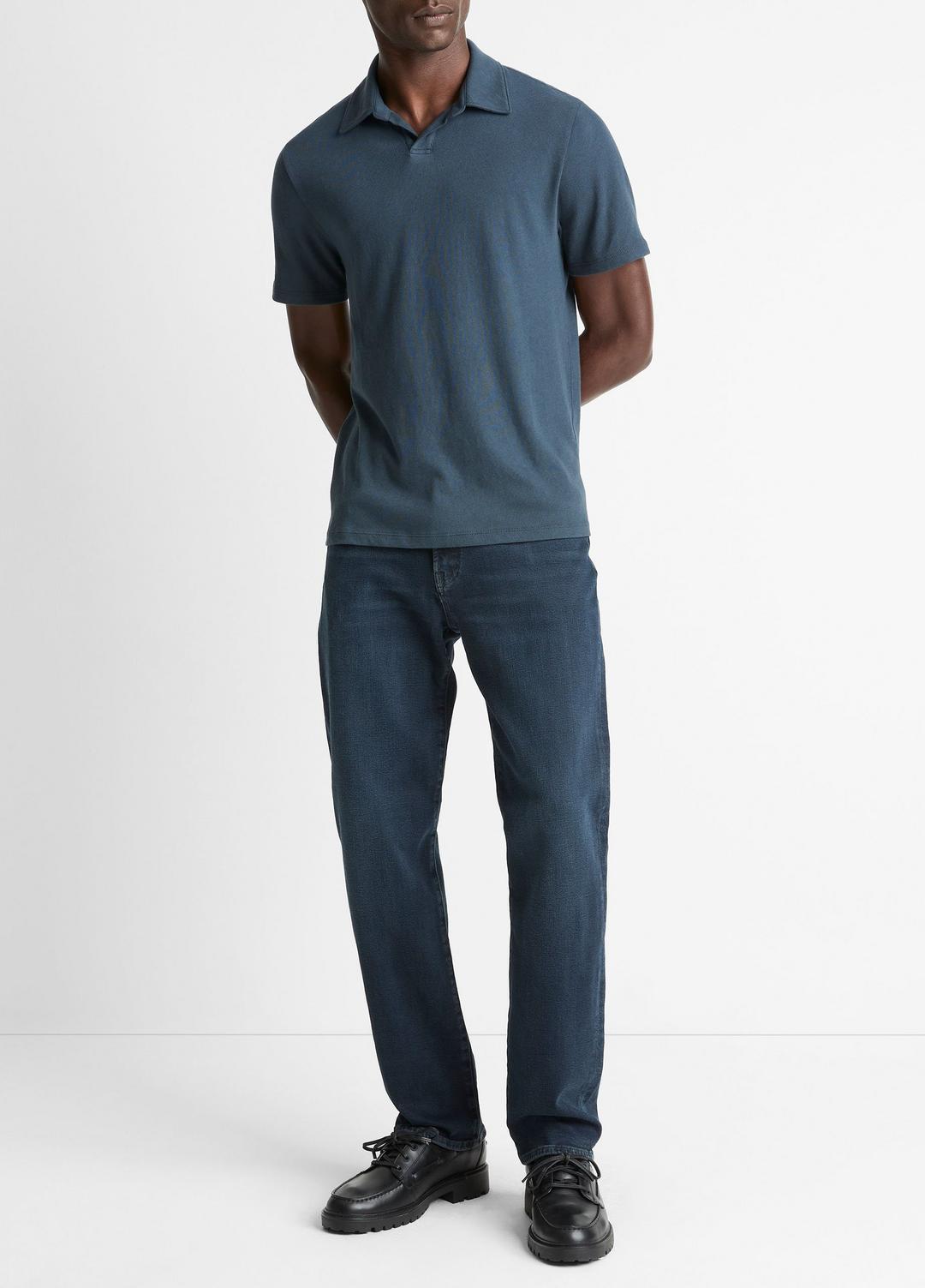 VINCE Men Cotton Johnny-Collar Polo Shirt in Henleys & Polos