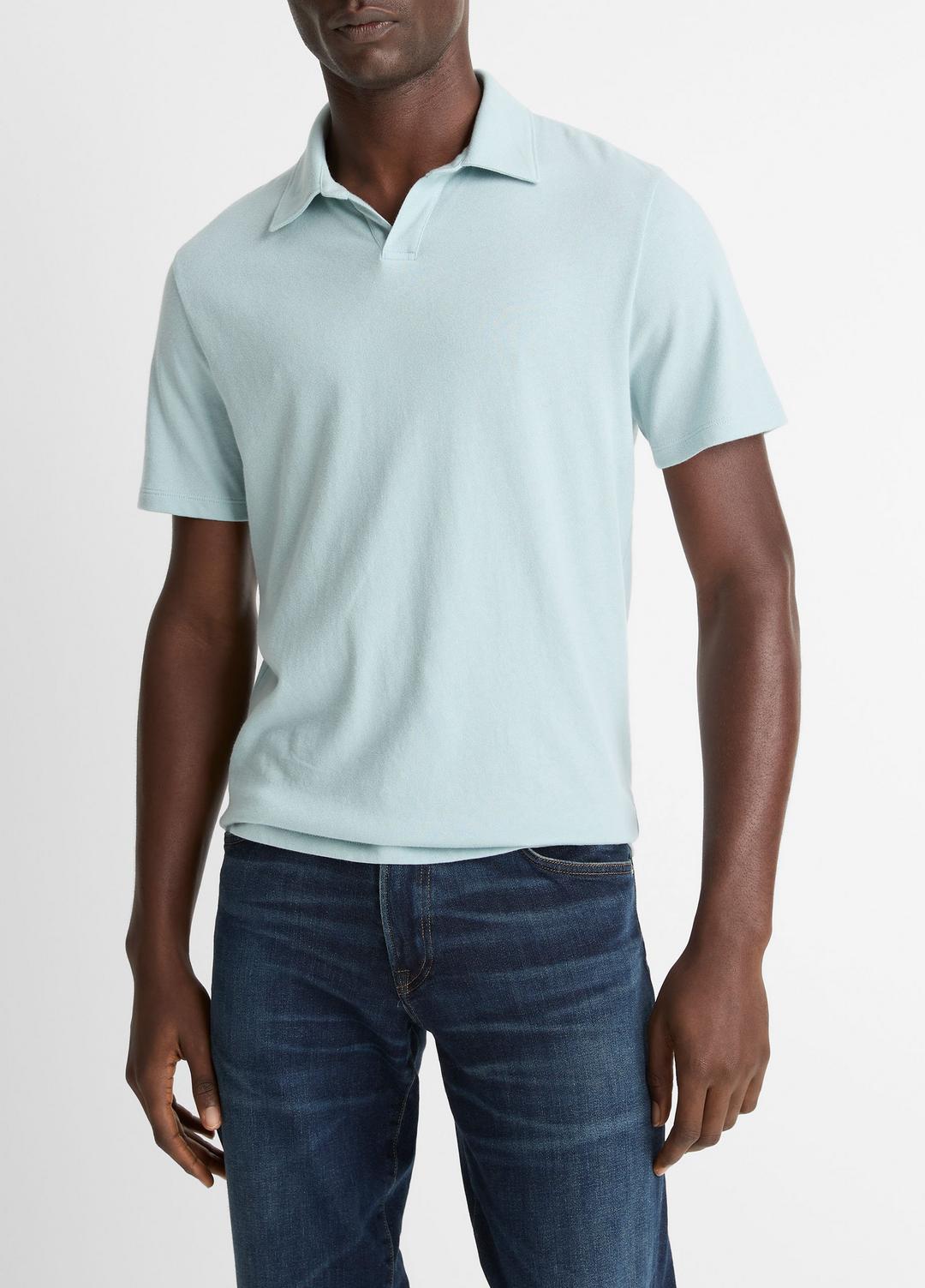 VINCE Men Cotton Johnny-Collar Polo Shirt in Henleys & Polos