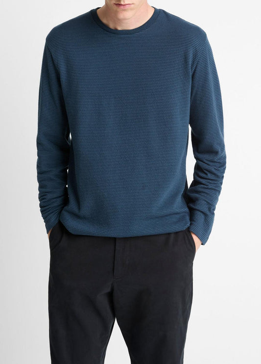 VINCE Men Striped Double-Knit Pima Cotton Long-Sleeve T-Shirt in Long Sleeve