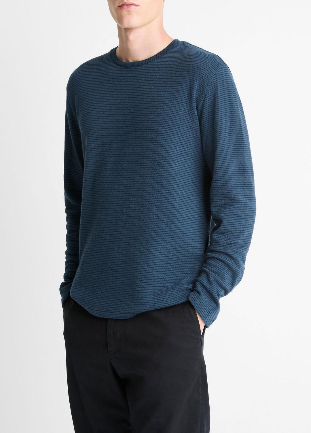 VINCE Men Striped Double-Knit Pima Cotton Long-Sleeve T-Shirt in Long Sleeve