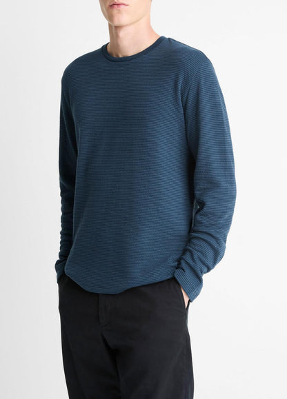 VINCE Men Striped Double-Knit Pima Cotton Long-Sleeve T-Shirt in Long Sleeve