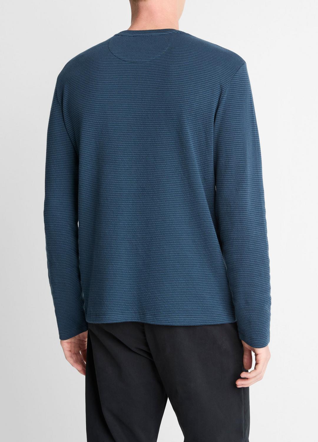 VINCE Men Striped Double-Knit Pima Cotton Long-Sleeve T-Shirt in Long Sleeve