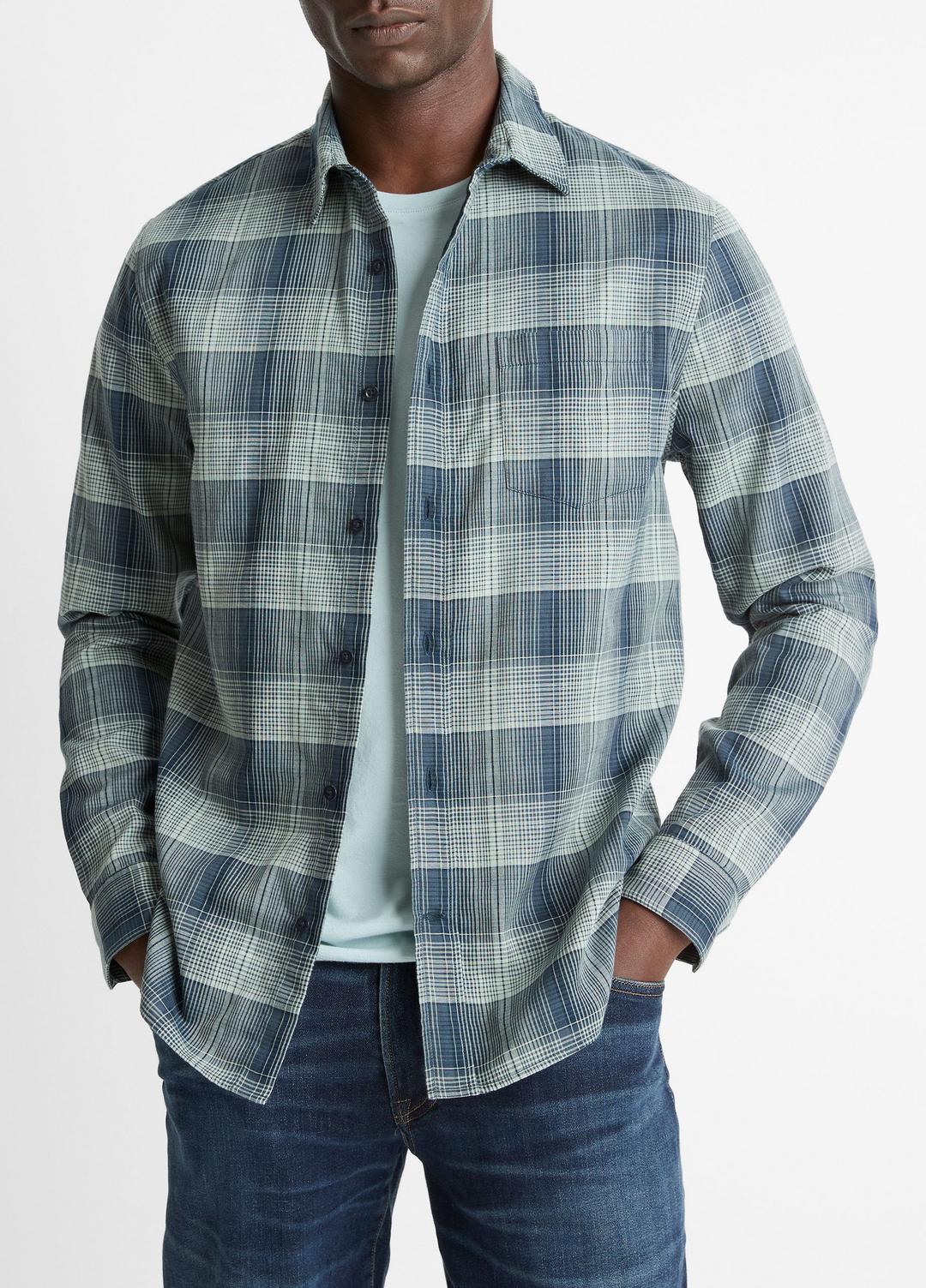 VINCE Men Big Sky Plaid Cotton Button-Front Shirt in Long Sleeve
