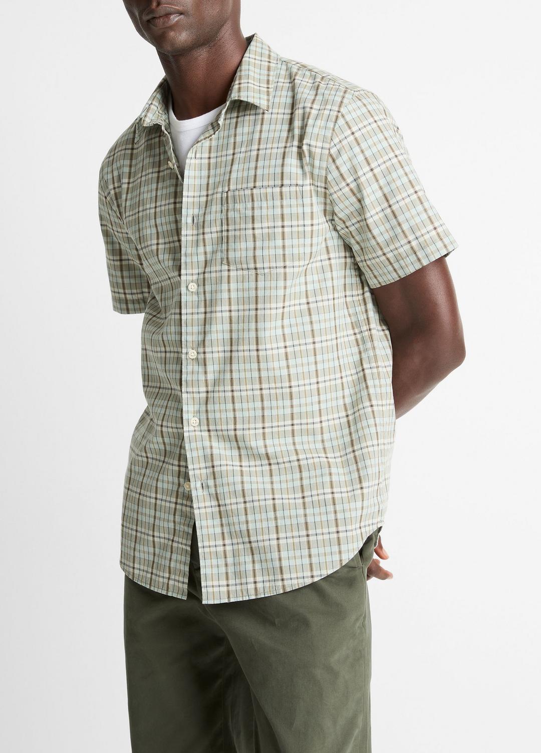 VINCE Men Polson Plaid Cotton Short-Sleeve Button-Front Shirt in Short Sleeve