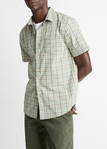 VINCE Men Polson Plaid Cotton Short-Sleeve Button-Front Shirt in Short Sleeve