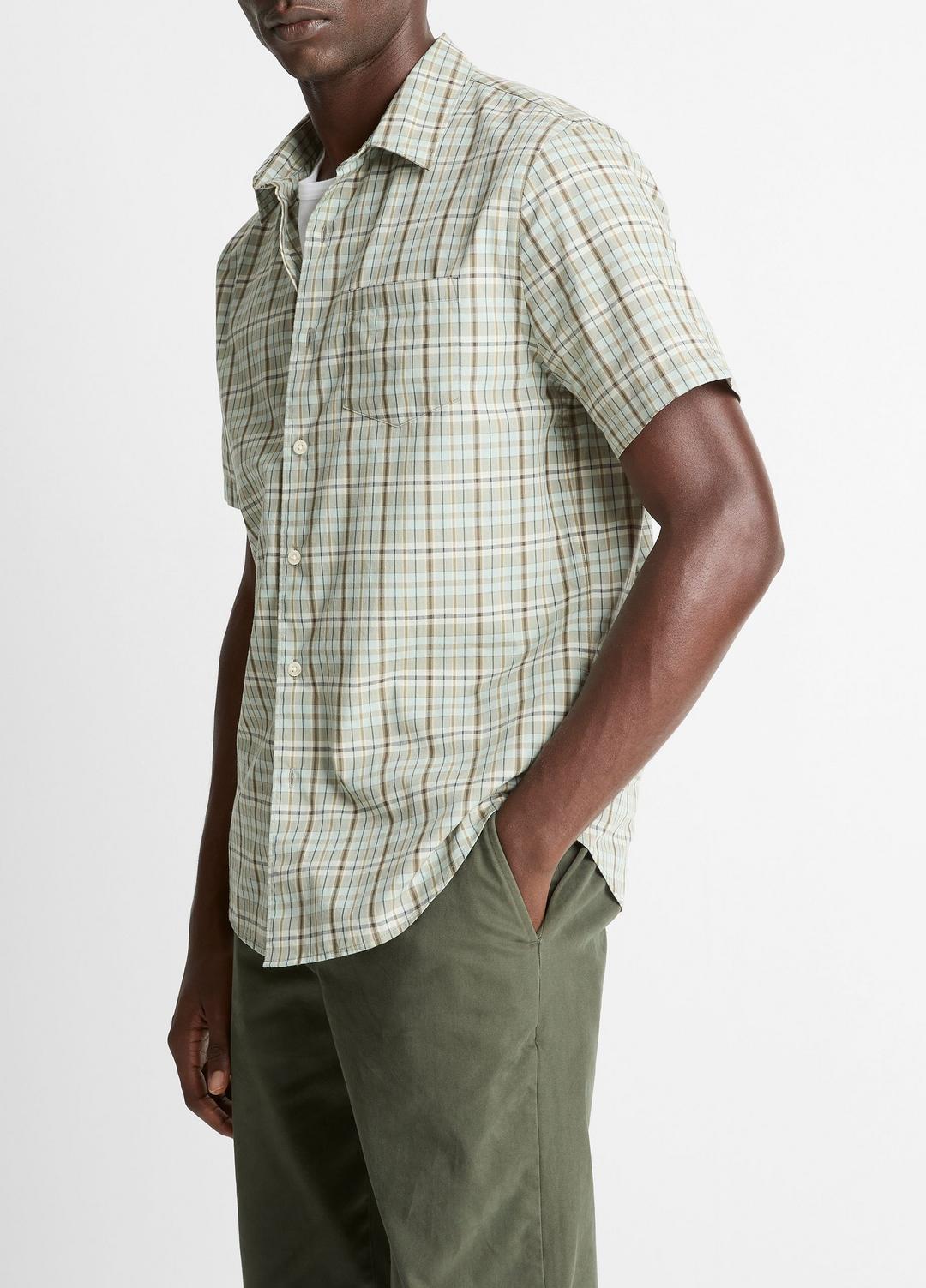 VINCE Men Polson Plaid Cotton Short-Sleeve Button-Front Shirt in Short Sleeve