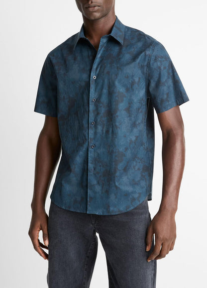 VINCE Men Dyed Camouflage Cotton Short-Sleeve Button-Front Shirt in Short Sleeve