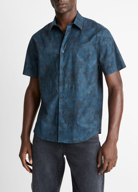 VINCE Men Dyed Camouflage Cotton Short-Sleeve Button-Front Shirt in Short Sleeve