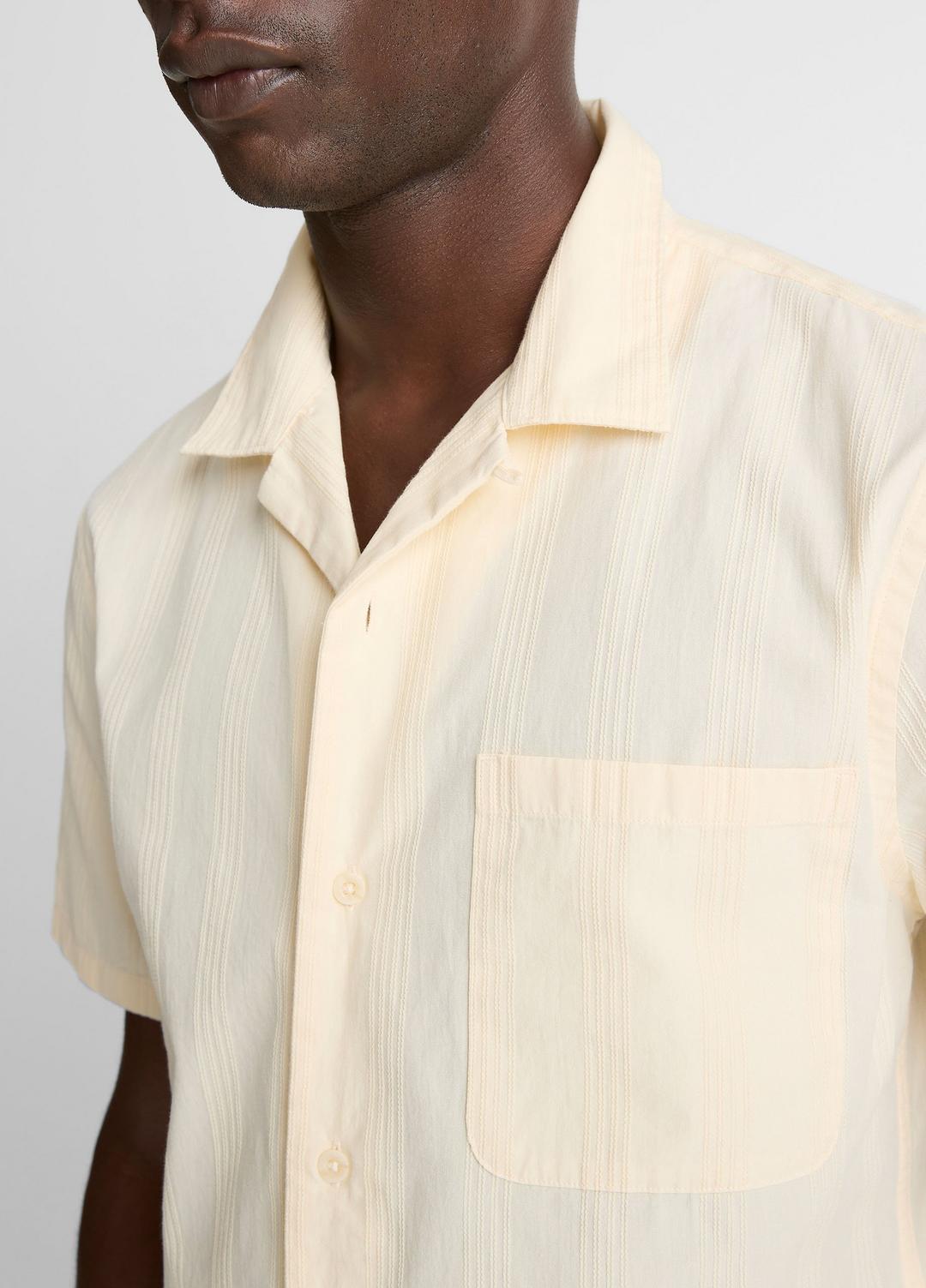 VINCE Men Union Stripe Cotton Short-Sleeve Loop-Collar Shirt in Short Sleeve