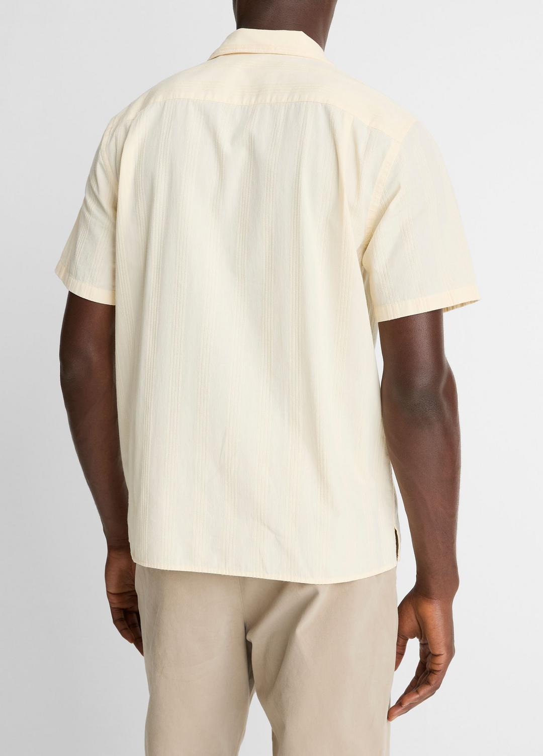 VINCE Men Union Stripe Cotton Short-Sleeve Loop-Collar Shirt in Short Sleeve