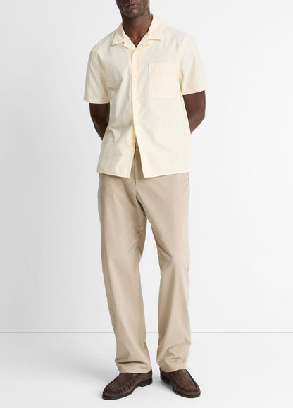 VINCE Men Union Stripe Cotton Short-Sleeve Loop-Collar Shirt in Short Sleeve