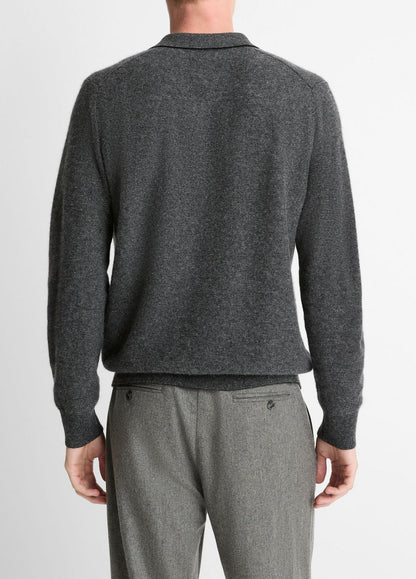VINCE Men Feed Stripe Plush Cashmere Johnny-Collar Sweater in Cashmere